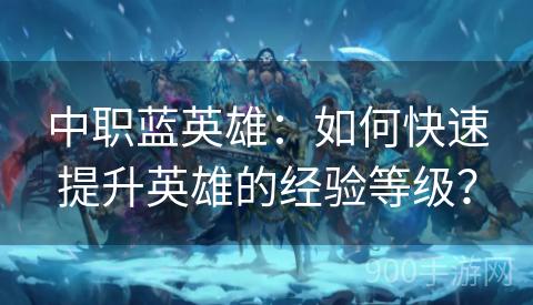 中职蓝英雄：如何快速提升英雄的经验等级？